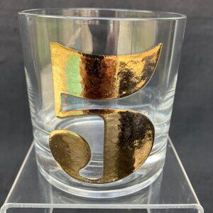 Vintage Gold Number 5 Double Old Fashion Glass